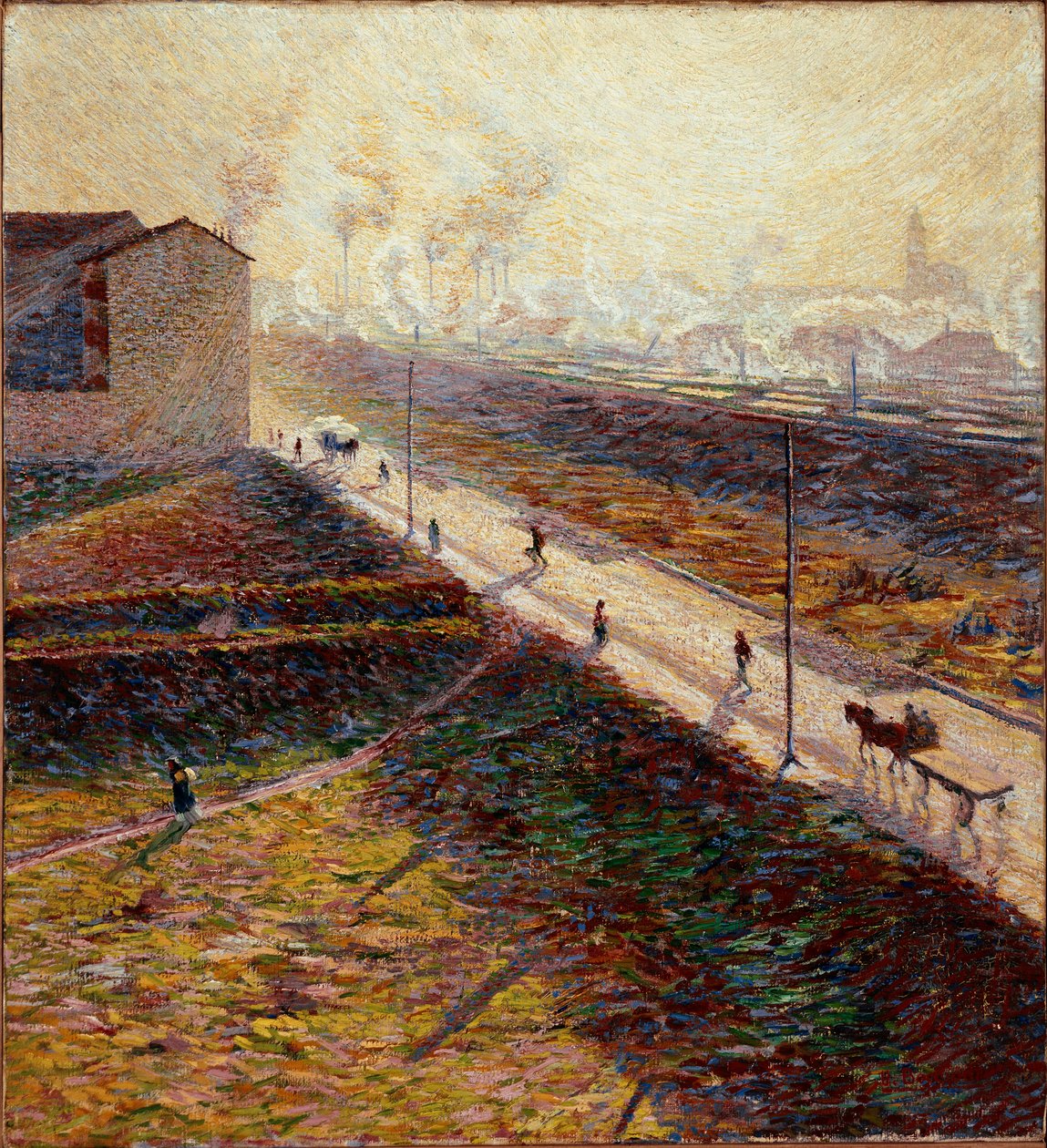 Morgon eller "" Förortsvägen tidigt på morgonen"" Målning av Umberto Boccioni (1882-1916) 1909 Sön. 60x55 cm Privat samling av Umberto Boccioni