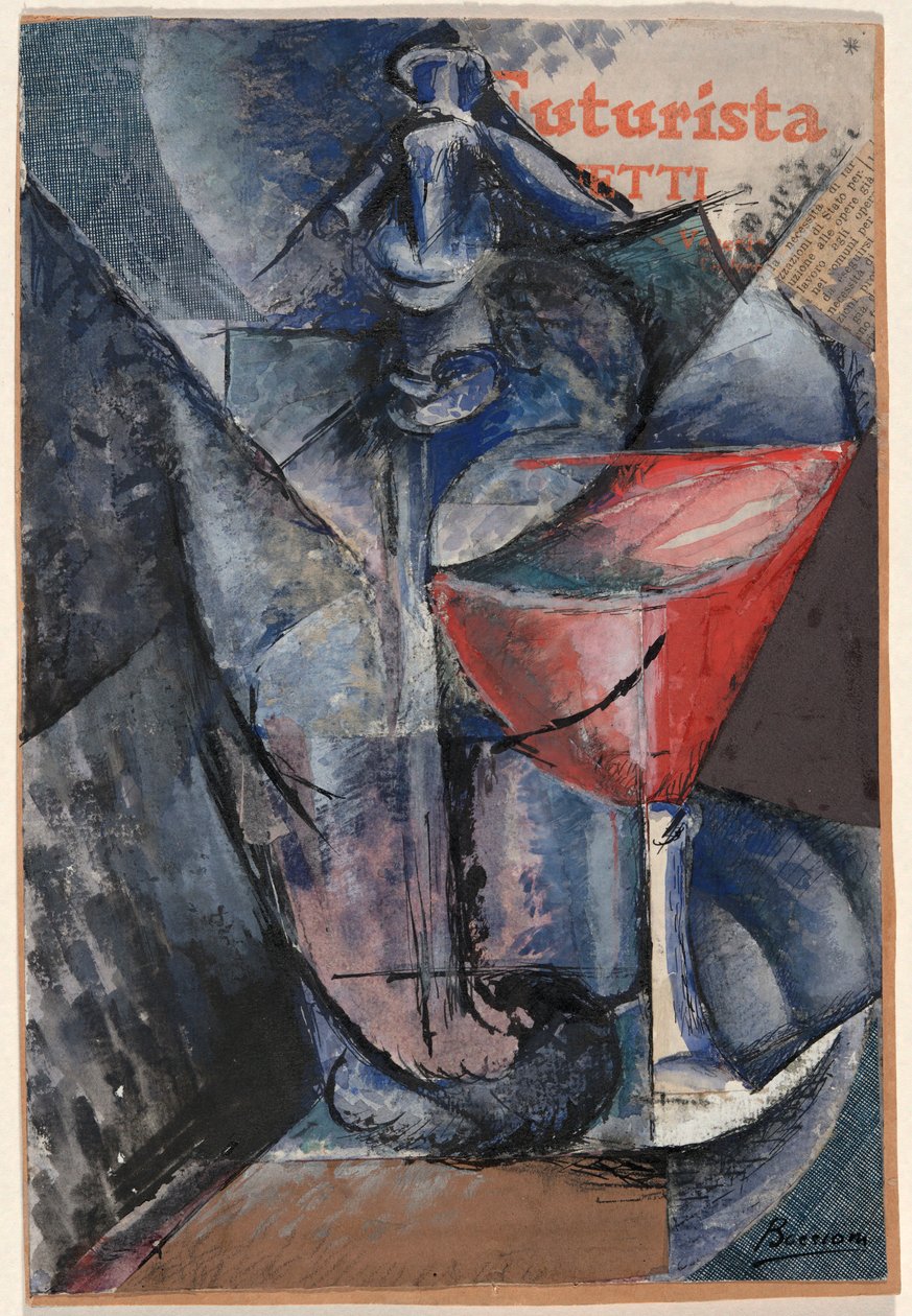 Stilleben: glas och sifon av Umberto Boccioni