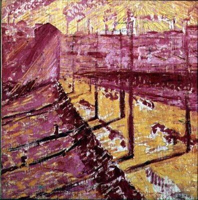 Milanos förort av Umberto Boccioni