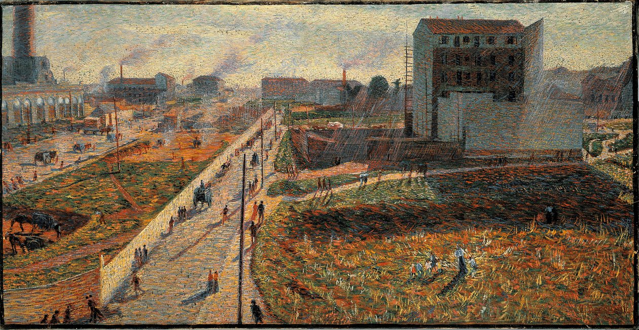 Fabrikerna i Porta Romana i Milano (Olja på duk av Umberto Boccioni