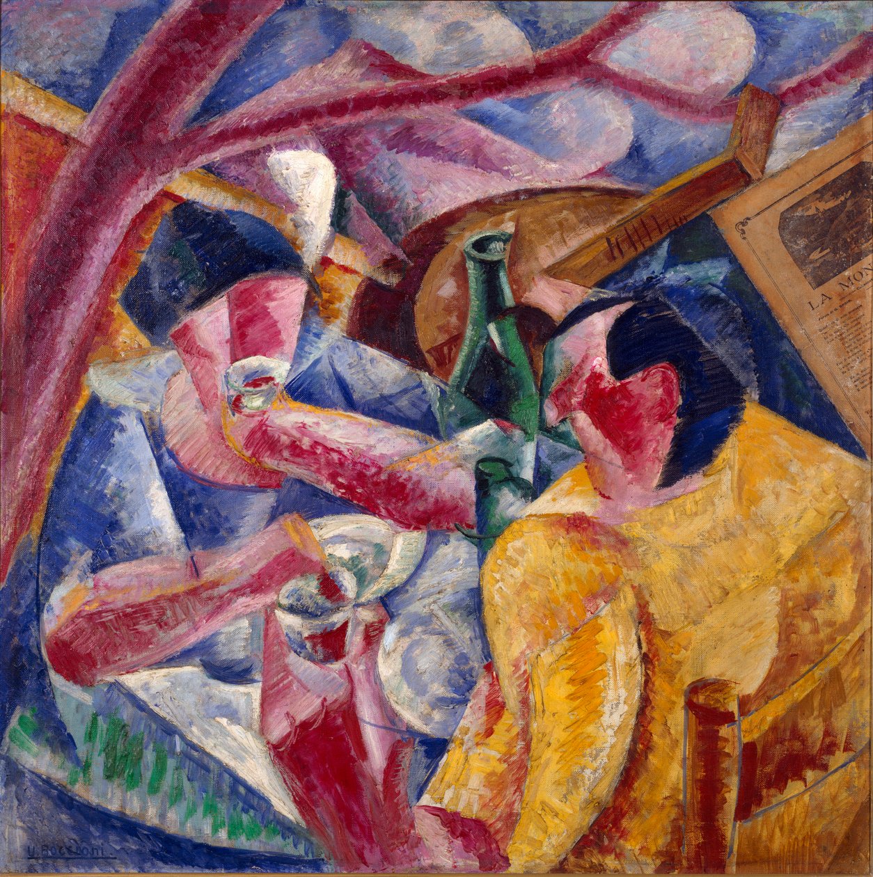 Under pergolan, Neapelmålning av Umberto Boccioni (1882-1916) 1914. Olja och collage på duk. Dämpa. 83x83 cm Milano, Museum of Novecento av Umberto Boccioni