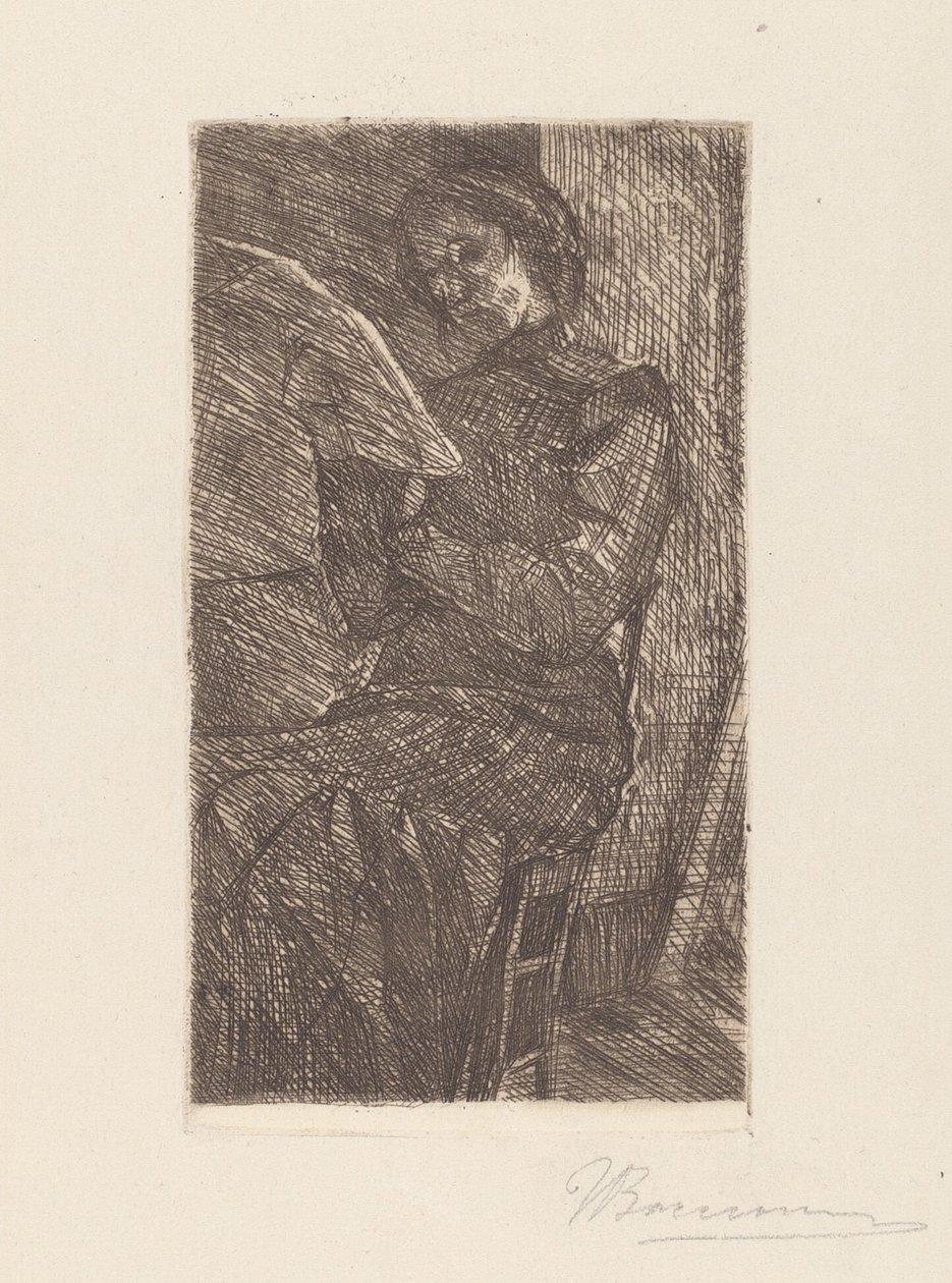 Kvinna som läser av Umberto Boccioni