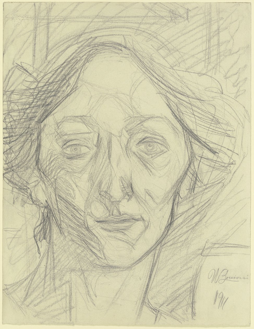 Kvinnohuvud av Umberto Boccioni