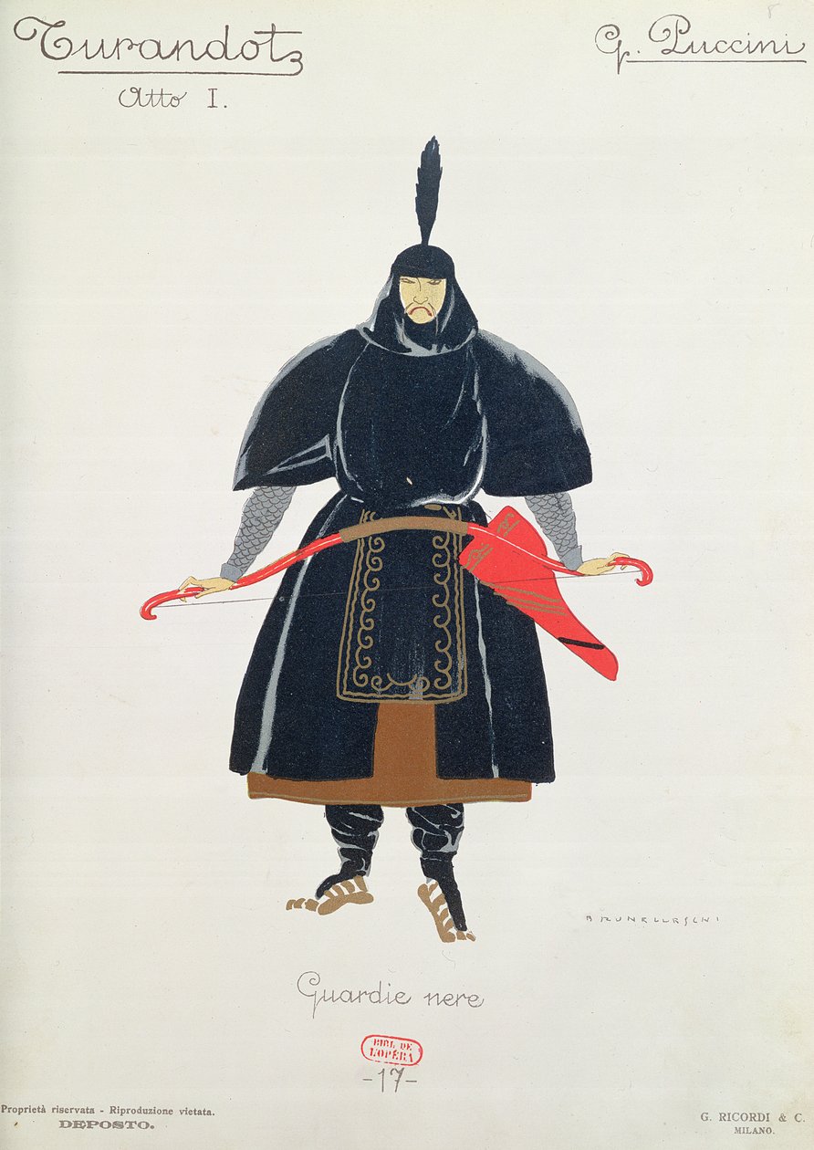 Kostymdesign för Black Guards från Turandot av Giacomo Puccini av Umberto Brunelleschi