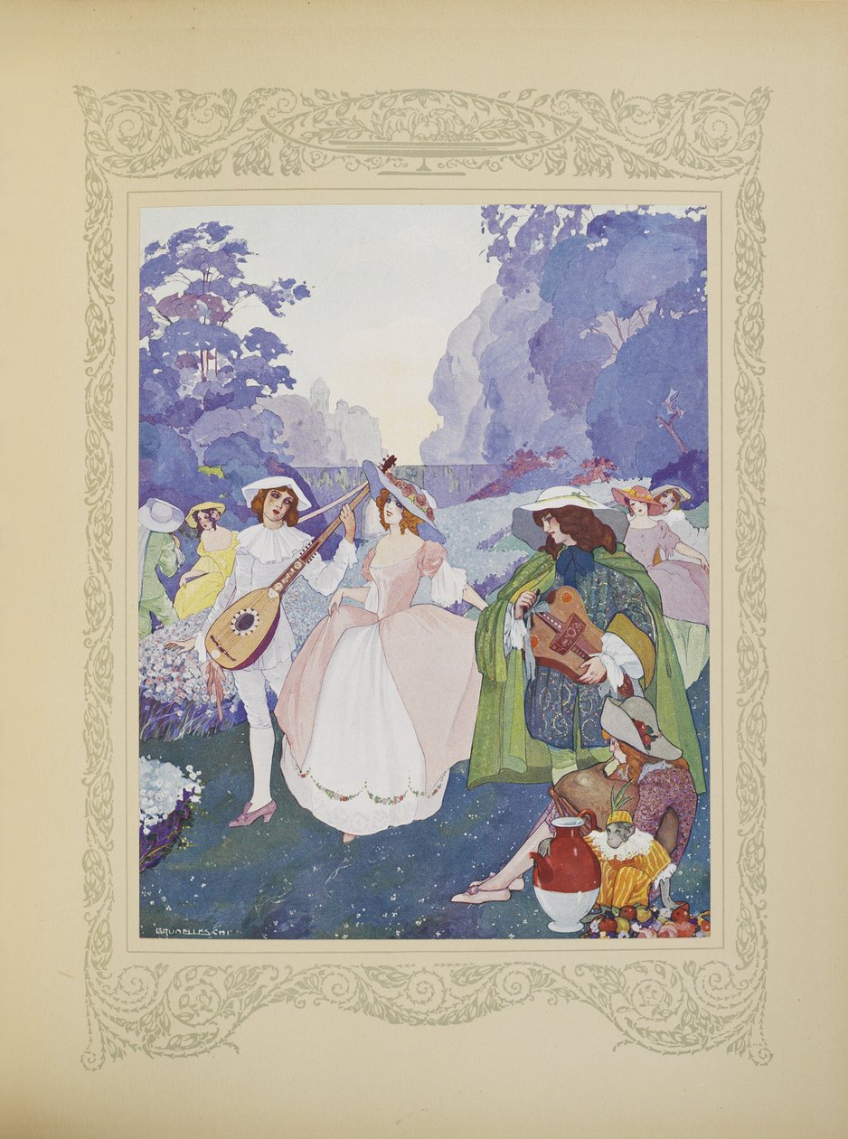 Det fanns herdar och herdinnor som dansade till ljudet av flöjter och säckpipor, illustration från 