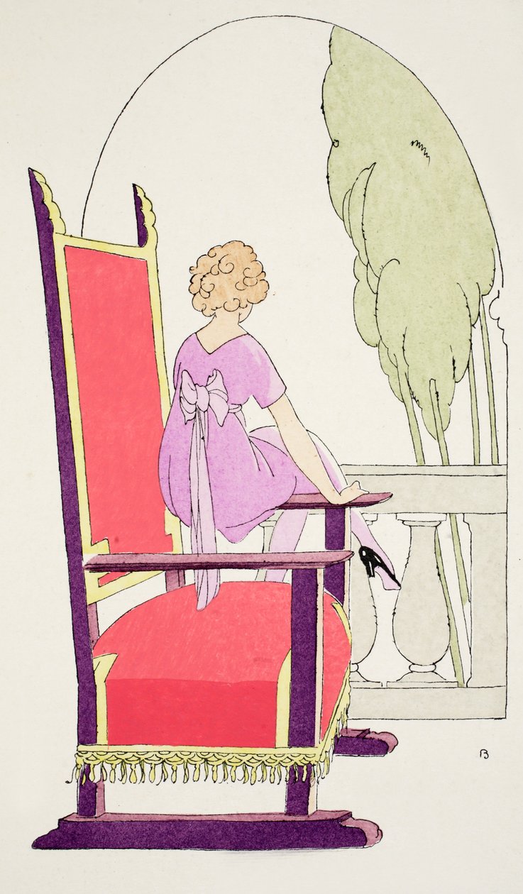 Väntar på balkongen (pochoir-tryck) av Umberto Brunelleschi