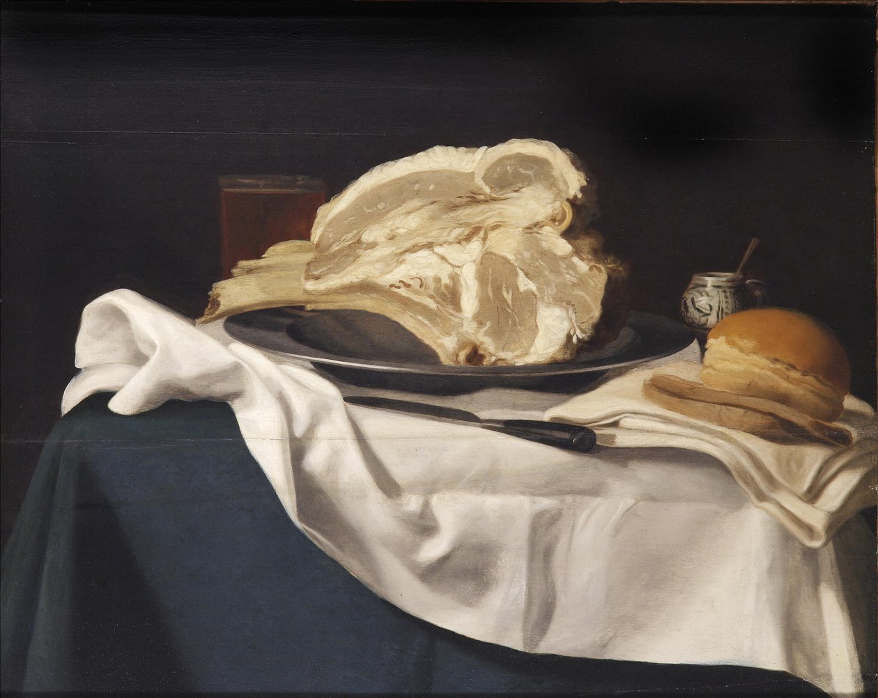 Stillleben mit Fleisch und Brot av Umkreis des Johann Michael Hambach