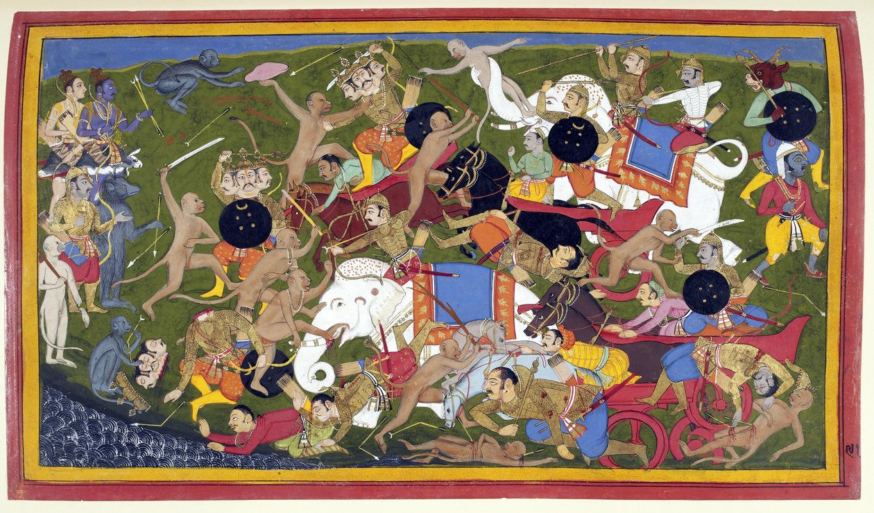 Battle at Lanka, Ramayana, Udaipur av Unbekannt Unbekannt