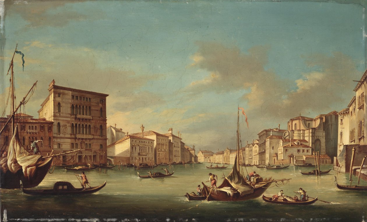 Utsikt över Canal Grande med kyrkan San Geremia av Unbekannt Unbekannt