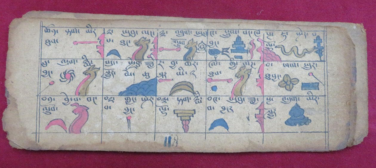Ersu astrologisk almanacka för halva 11: e månaden, med Ersu Shaba -piktogram och förklaringar på tibetanska av Unbekannt Unbekannt