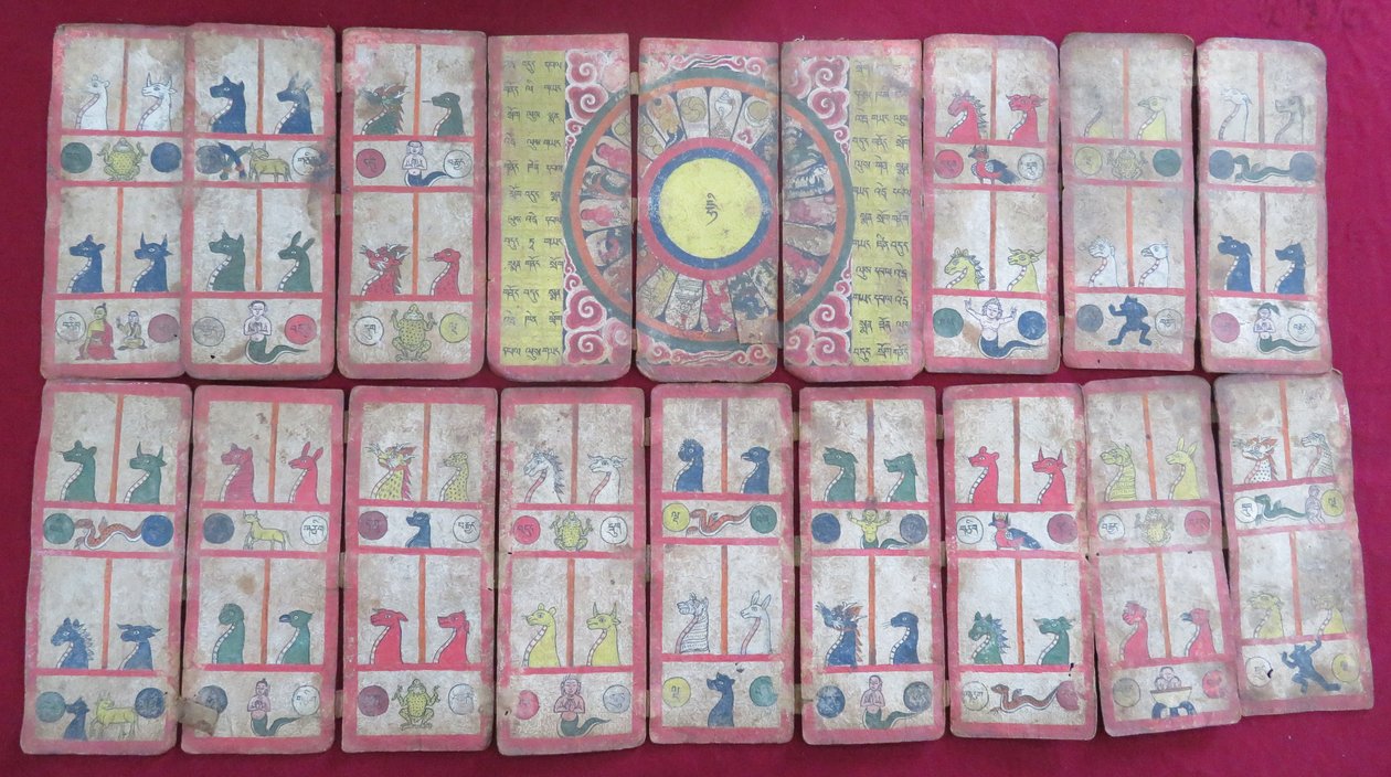 Ersu astrologisk text, med zodiakens djur av Unbekannt Unbekannt