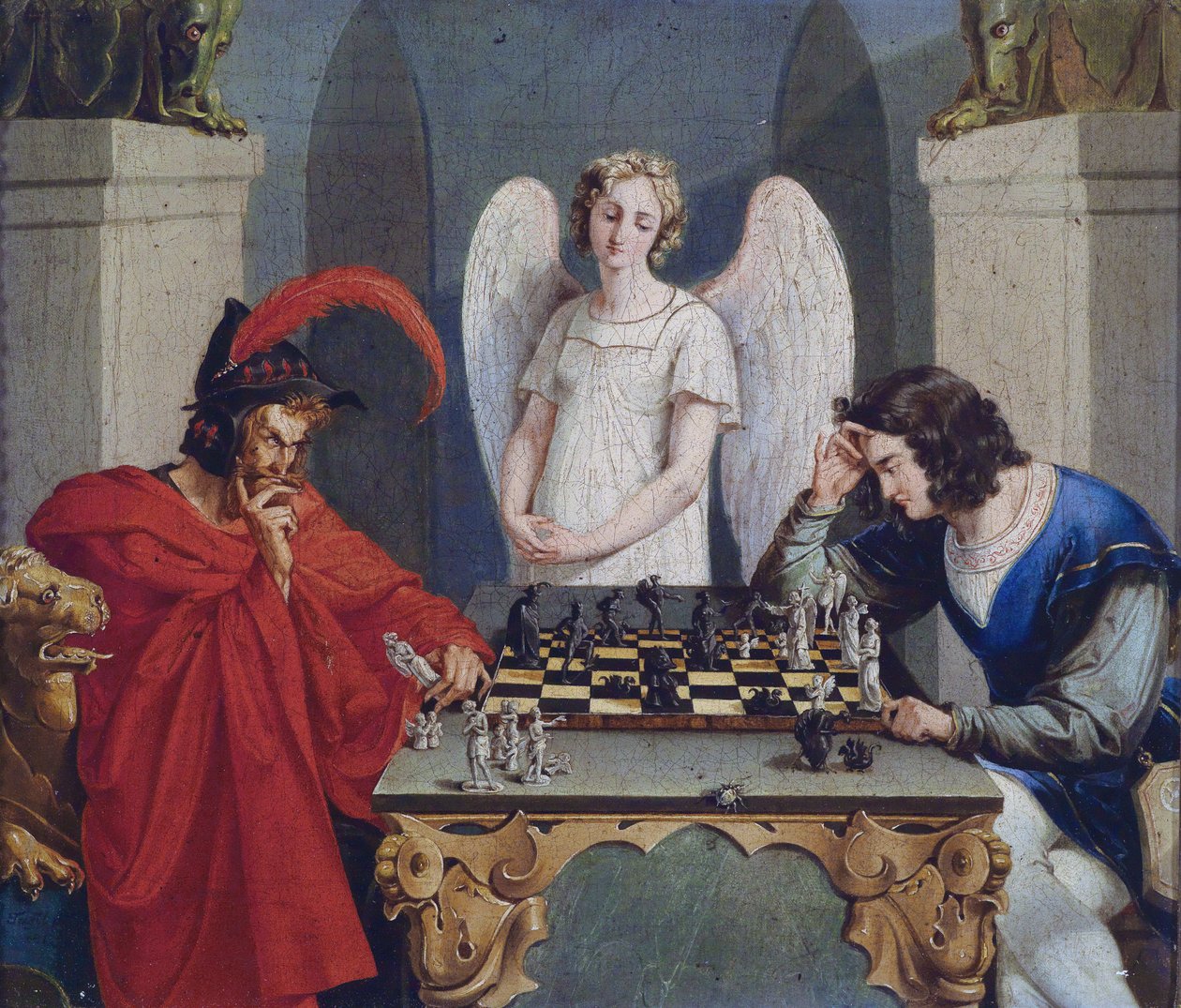 Faust och Mephisto spelar schack av Unbekannt Unbekannt
