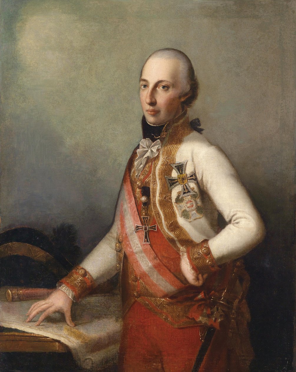 Fältmarskalk ärkehertig Karl i uniform med Grand Cross av militära Maria Theresa Order och insignier av en stormästare i den tyska riddarorden av Unbekannt Unbekannt