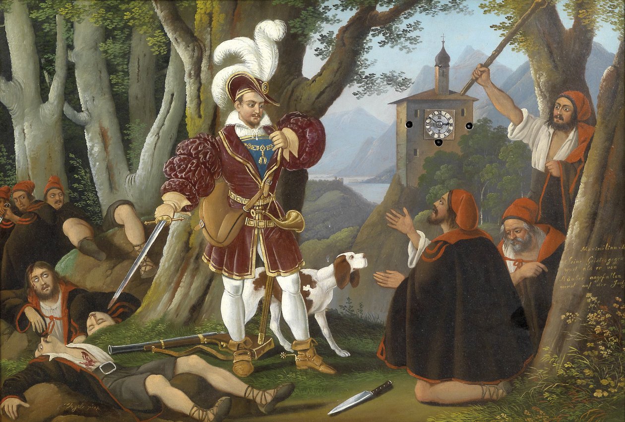 Kaiser Maximilian I. mit den Räubern av Unbekannt Unbekannt