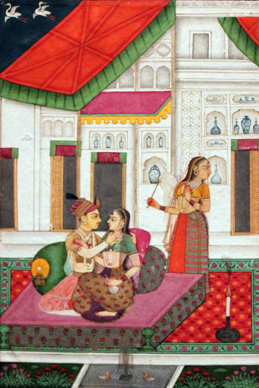 Älskare på verandan; Hyderabad, Indien av Unbekannt Unbekannt
