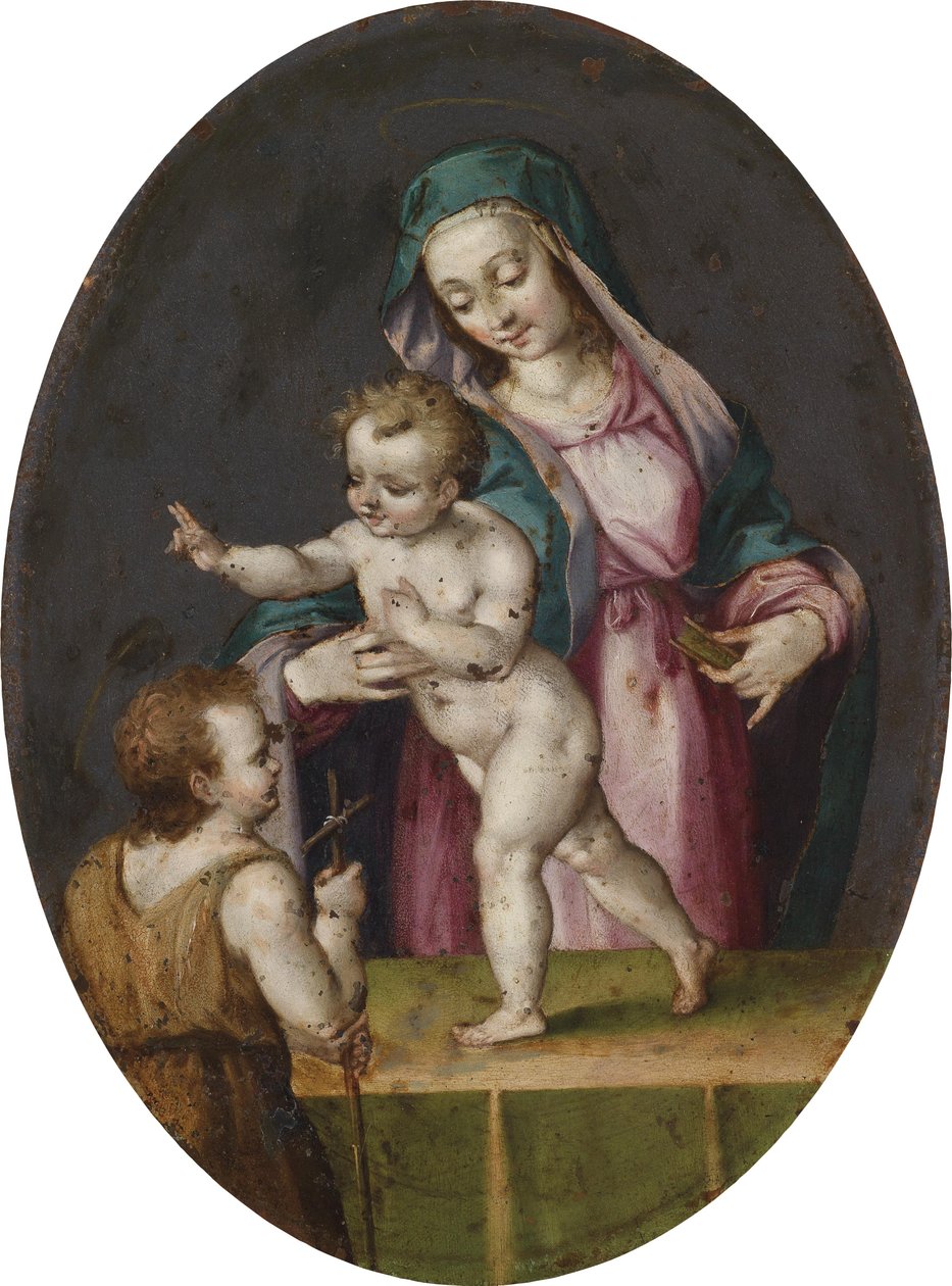 Madonna och barn med Johannes Döparen av Unbekannt Unbekannt
