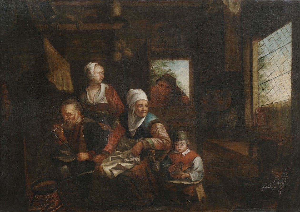 Peasant family in the kitchen av Unbekannt Unbekannt