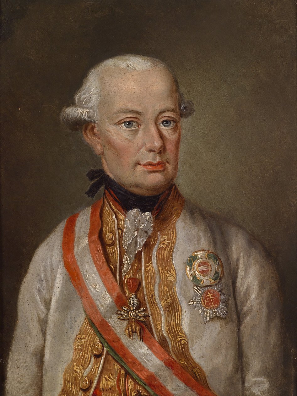 Porträtt av den helige romerske kejsaren Leopold II (1747-1792) i fältmarshallens uniform med medaljer av Unbekannt Unbekannt