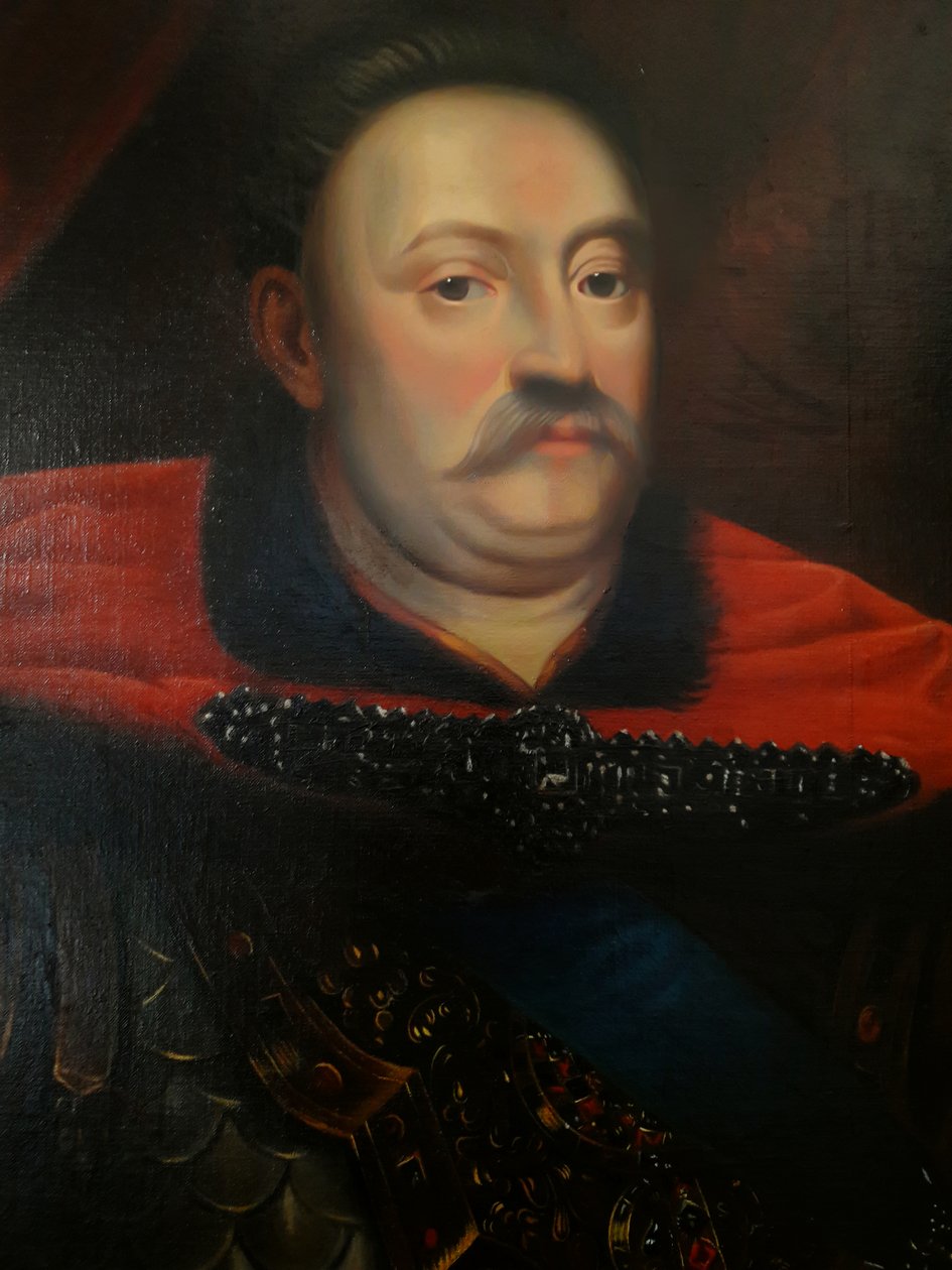 Porträtt av Johannes III Sobieski i smyckad skalrustning (detalj) av Unbekannt Unbekannt