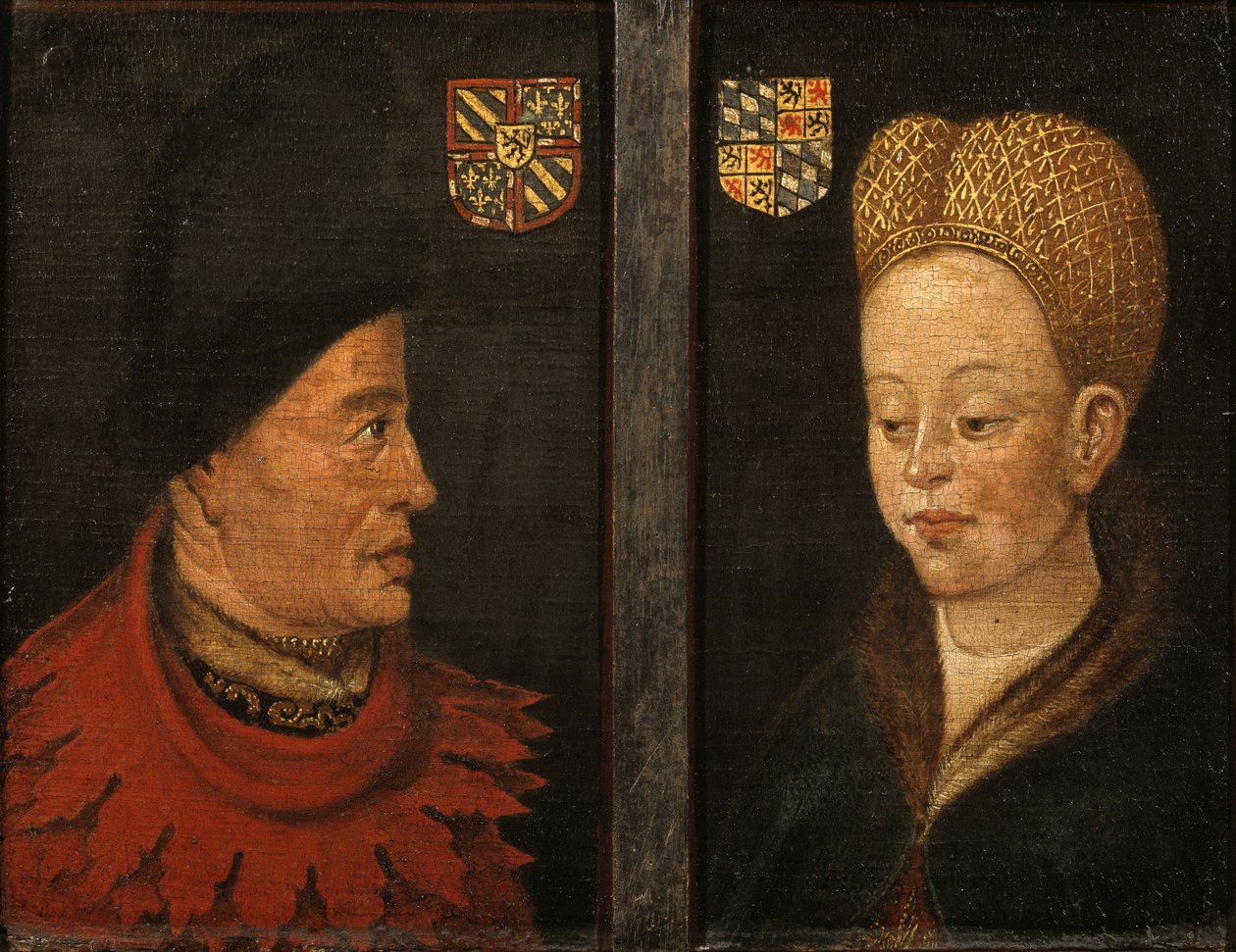 Porträtt av John The Fearless och Margaret av Bayern av Unbekannt Unbekannt