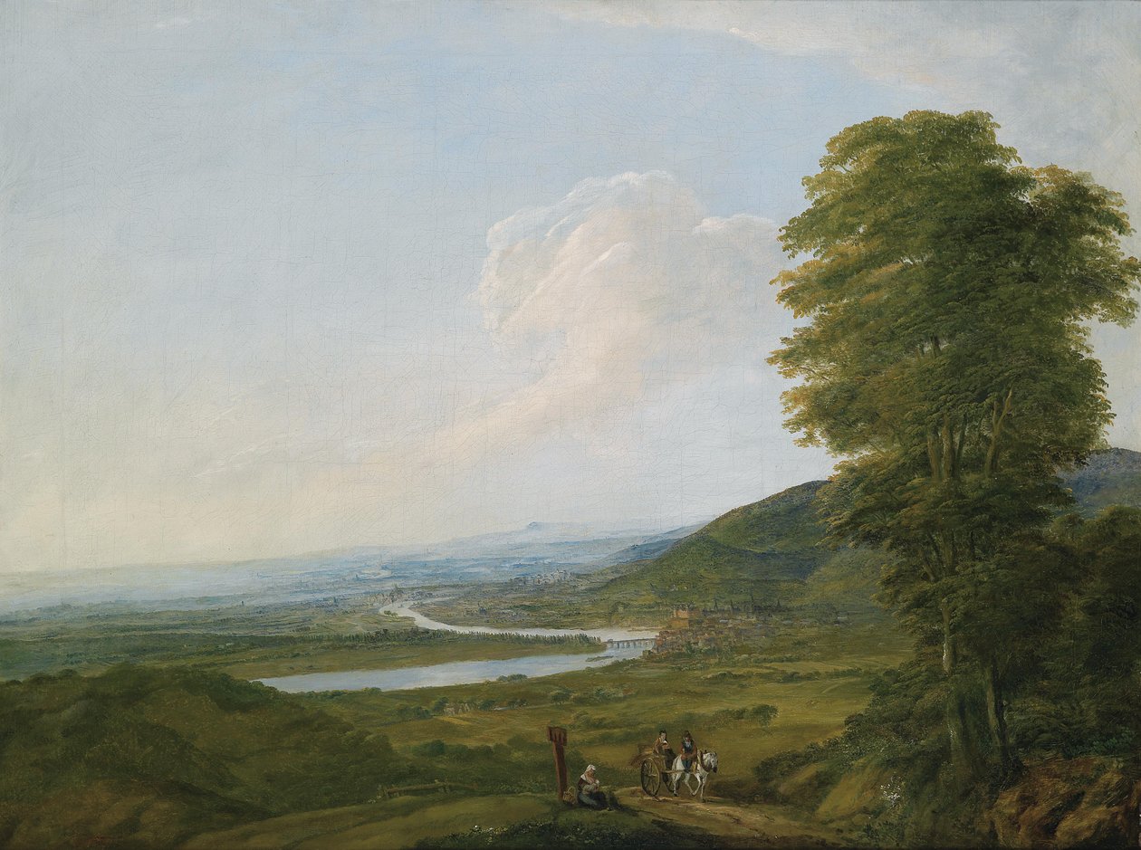 Rheinpanorama bei Wiesbaden um 1790 av Unbekannt Unbekannt