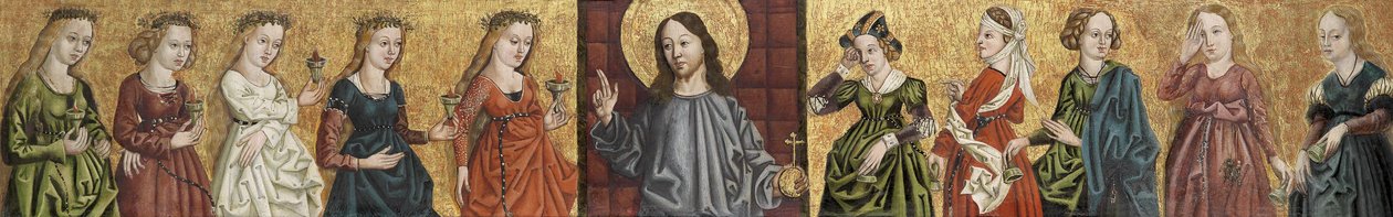 Salvator Mundi zwischen den klugen und den törichten Jungfrauen av Unbekannt Unbekannt