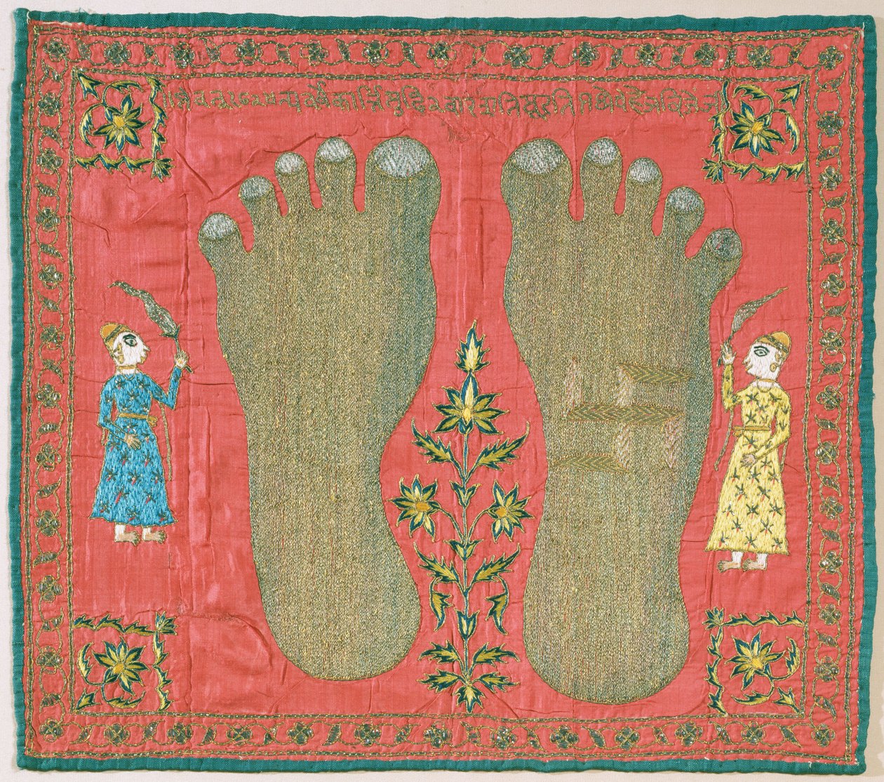Konstnär, tillverkare okänd, Indien - Vägghängande (Puthia) som visar fötterna på en Jain -munk av Unbekannt Unbekannt