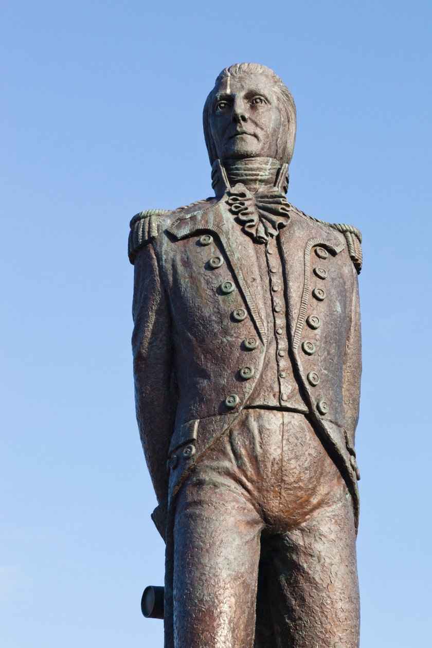 Bantry, West Cork, Irland. Staty av Theobald Wolfe Tone, 1763 - 1798, irländsk revolutionär och grundare av United Irishmen som anses vara fader till irländsk republikanism. Staty skulpterad av J av Unbekannt Unbekannt