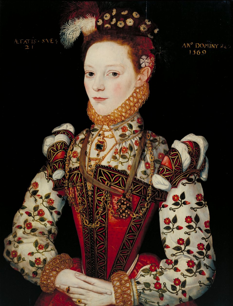 British School 1500 -talet - A Young Lady Aged 21, Möjligen Helena Snakenborg av Unbekannt Unbekannt
