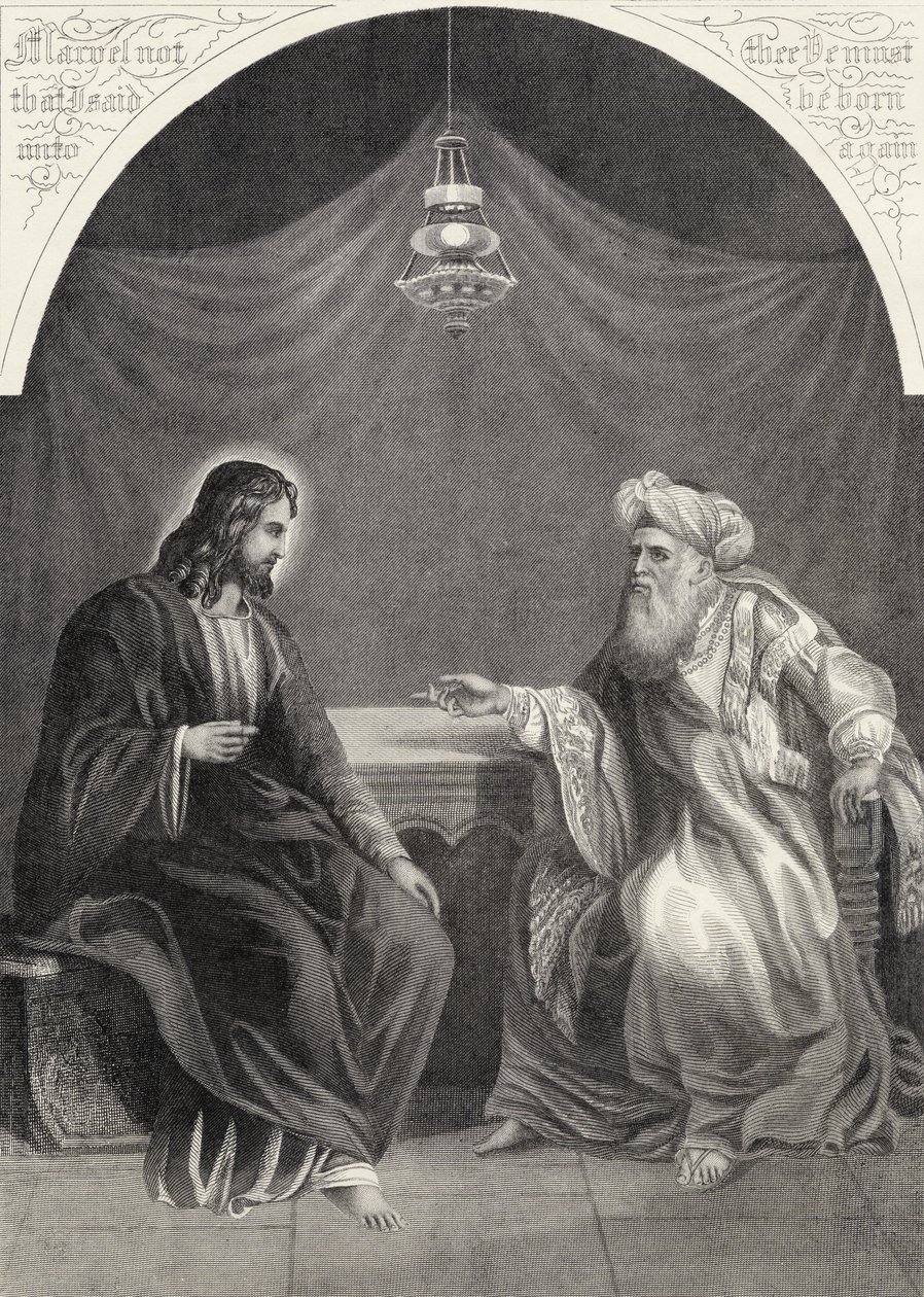 Kristus och Nikodemus, graverad av S. Allen, från 