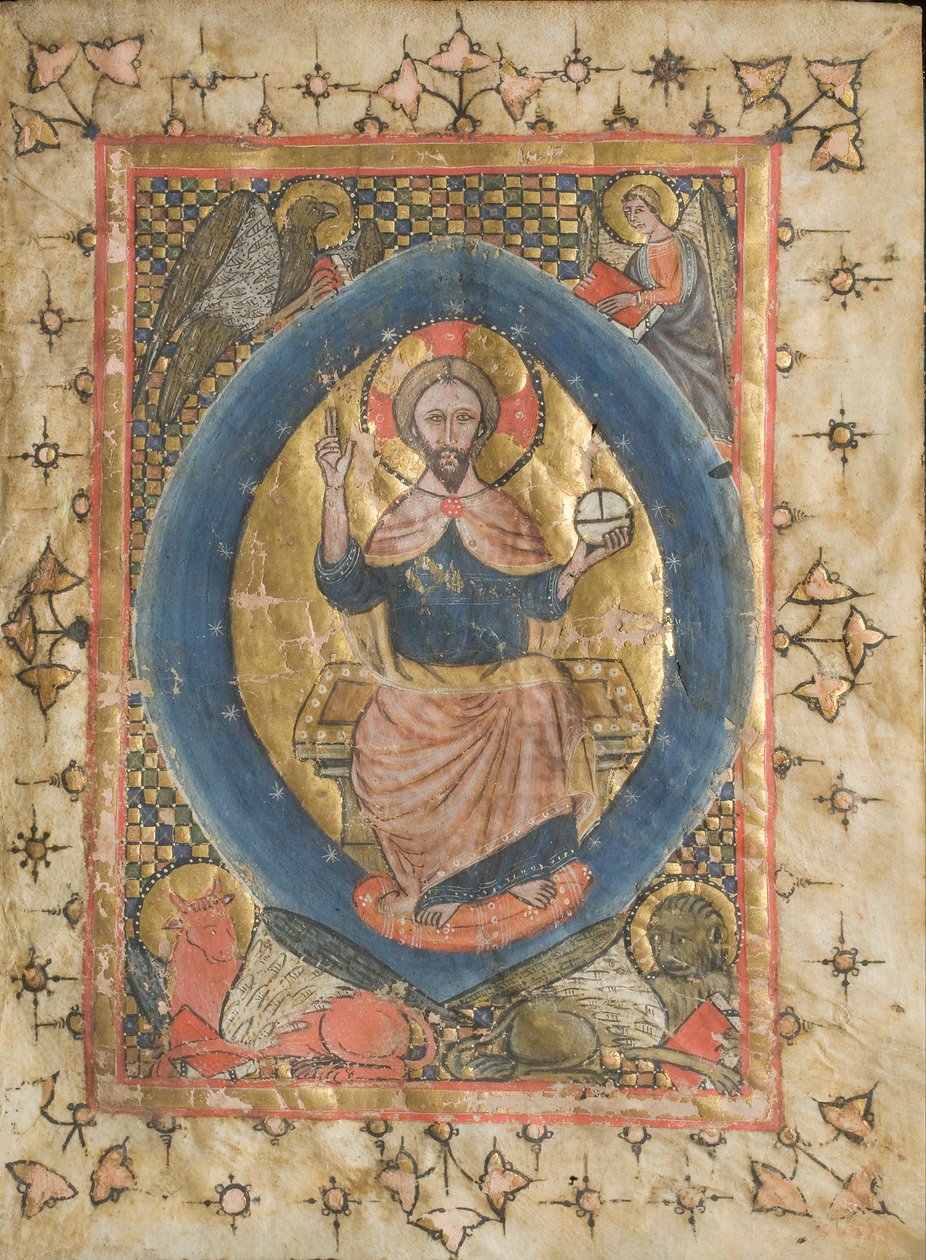 Kristus i majestät med Evangelisternas symboler av Unbekannt Unbekannt
