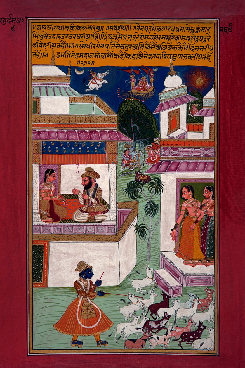 Cowherd Krishna och överraskade Radha av Unbekannt Unbekannt