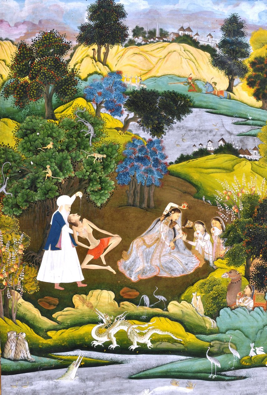 Svimmade Laila och Majnun-baserat på Khamsa av persiska poeten Nizami av Unbekannt Unbekannt