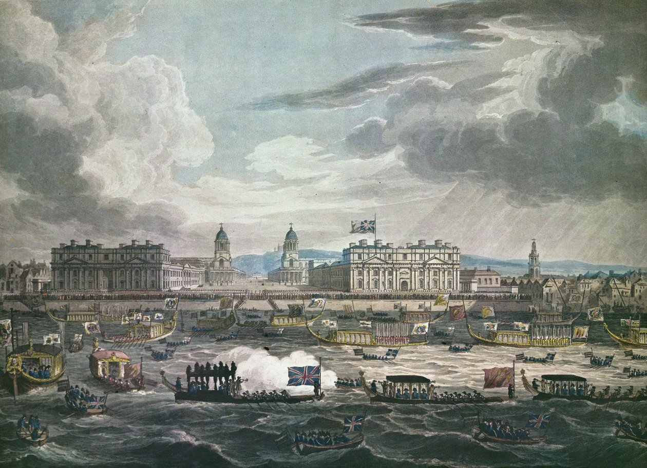 Begravningsprocession av den avlidne Lord Viscount Nelson (färggravyr) av Unbekannt Unbekannt