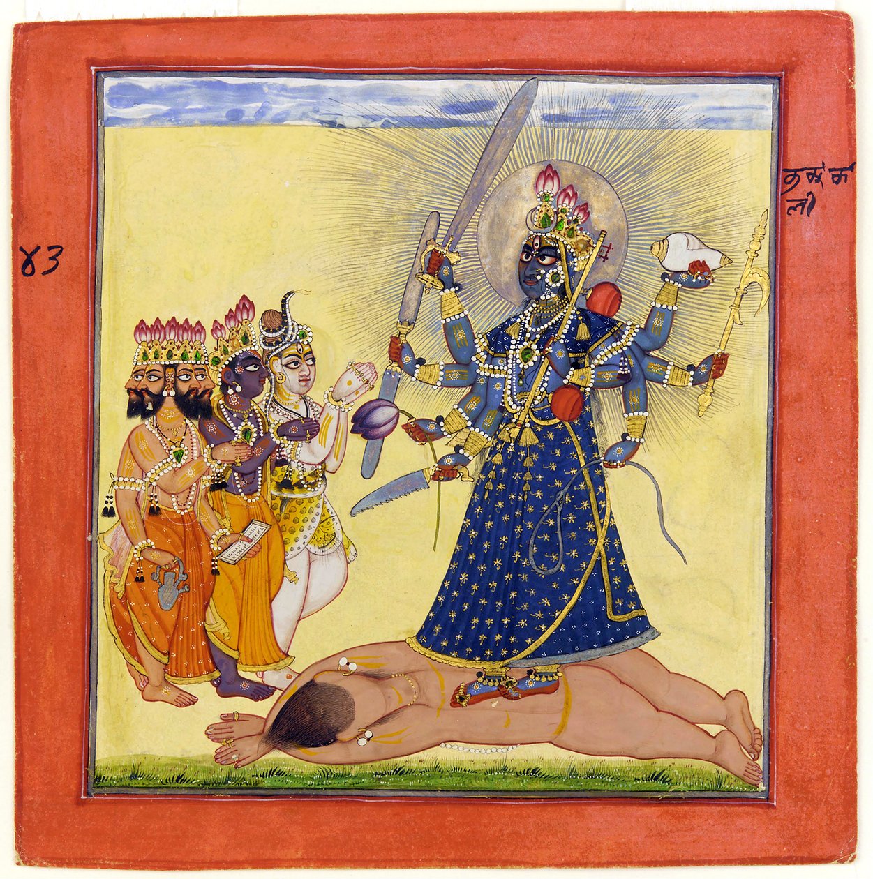 Gudinnan Bhadrakali dyrkad av gudarna- från en tantrisk Devi-serie av Unbekannt Unbekannt