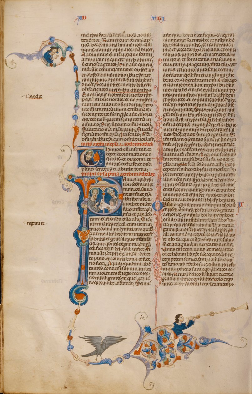 Initial P- Saint Paul ger ett brev till en biskop av Unbekannt Unbekannt