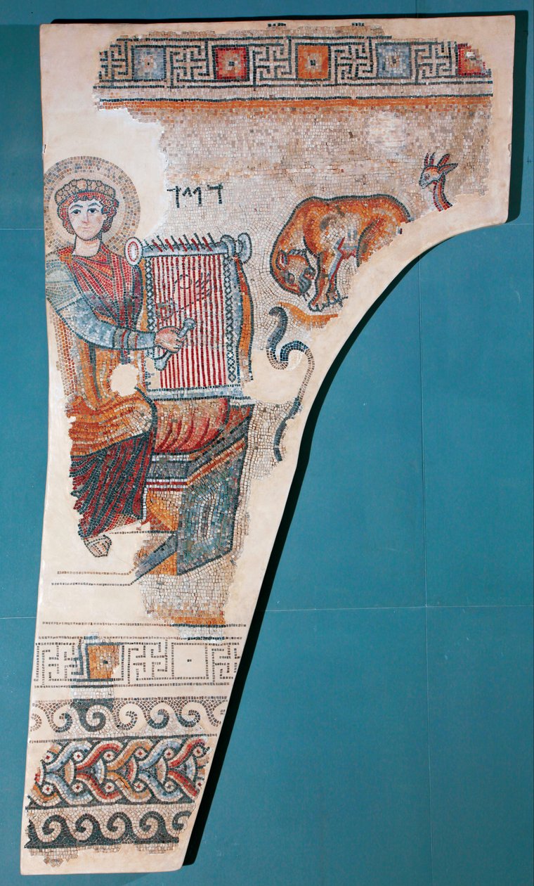 Kung David som Orfeus i en synagoga -mosaik av Unbekannt Unbekannt