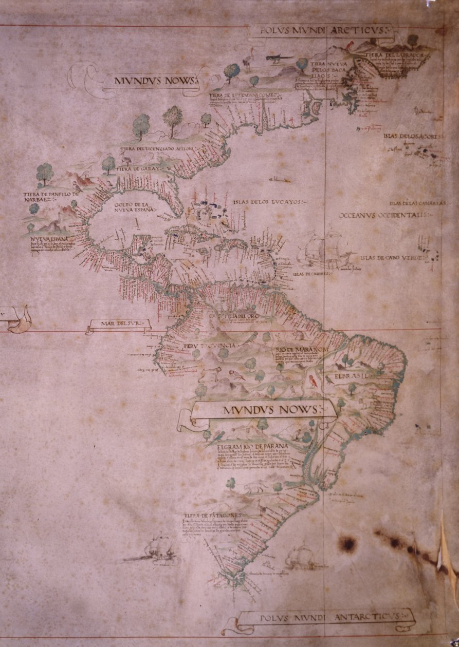 Karta över den nya världen, ca 1532 av Unbekannt Unbekannt