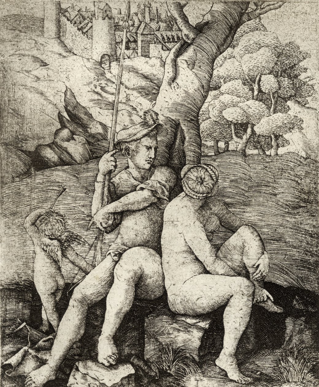 Mars och Venus, från "A Catalog of a Collection of Engravings, Etchings and Woodcuts", av Richard Fisher, publicerad 1879 av Unbekannt Unbekannt