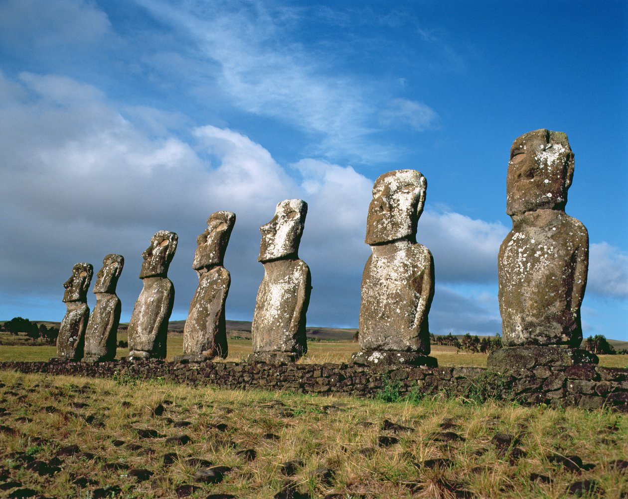 Monolitiska statyer på Ahu Akivi, ca 1000-1600 (foto) av Unbekannt Unbekannt