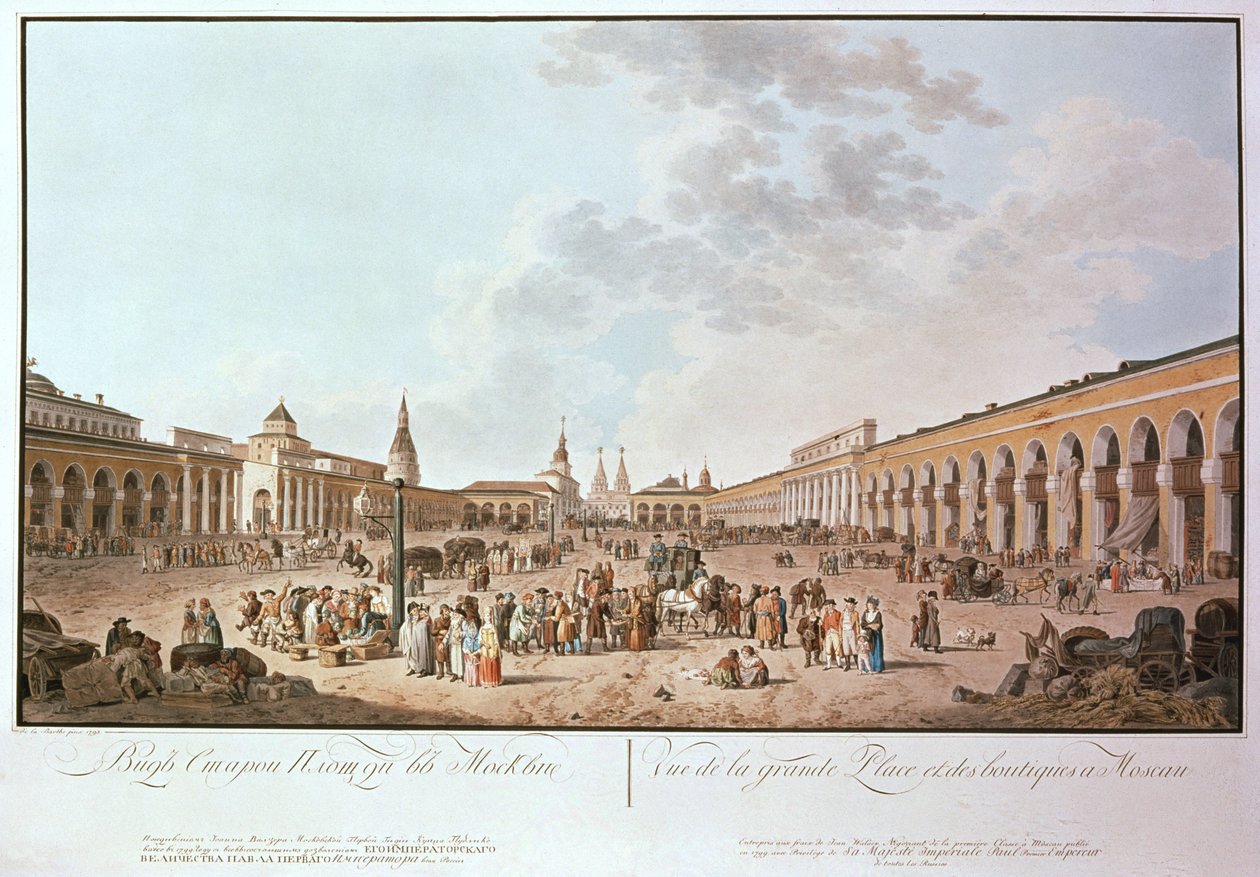 Moskva: utsikt över Stora torget av de la Berthe, 1799 (tryck) av Unbekannt Unbekannt