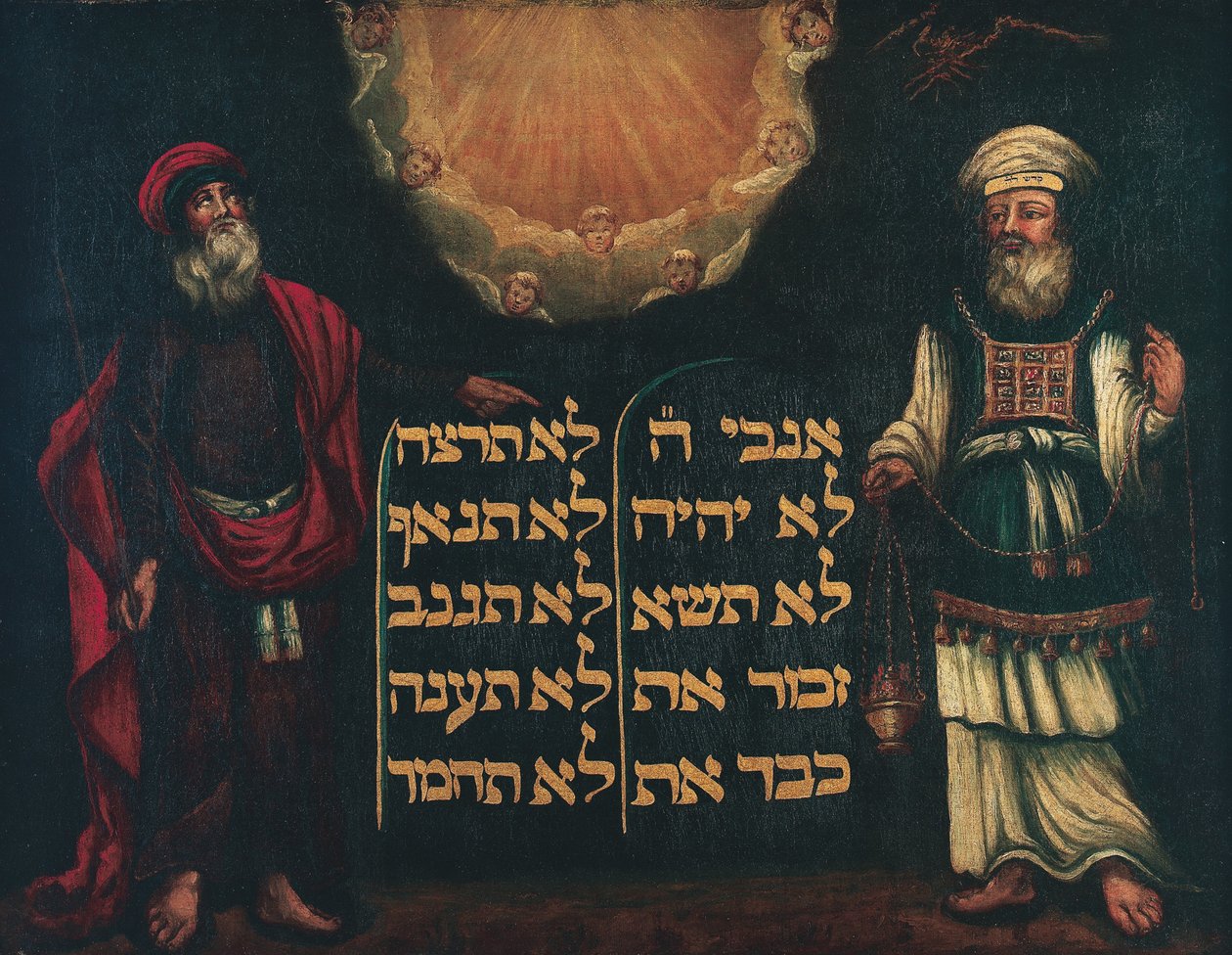 Moses och Aron med lagens tabletter av Unbekannt Unbekannt