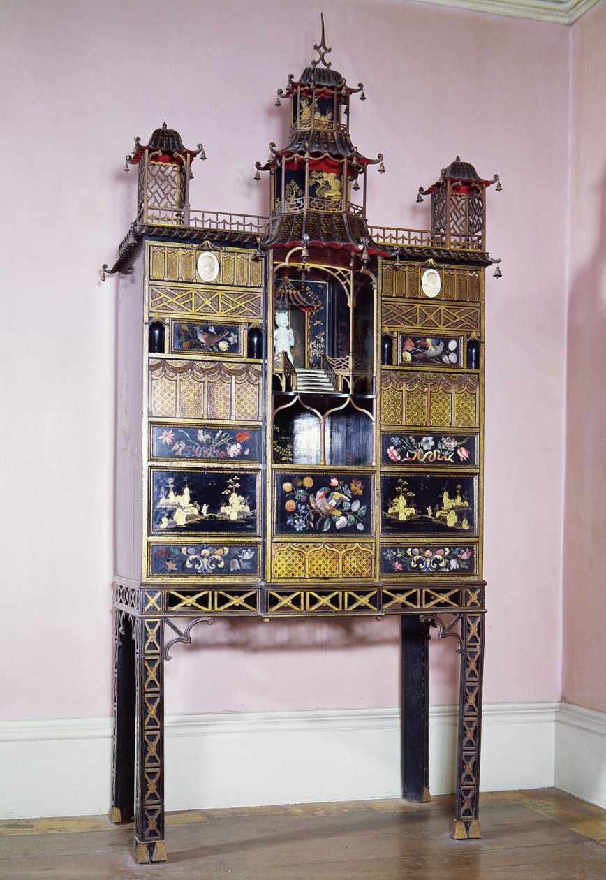 Pagodskåp i stil med Thomas Chippendale, europeisk lack, mitten av 1700-talet av Unbekannt Unbekannt