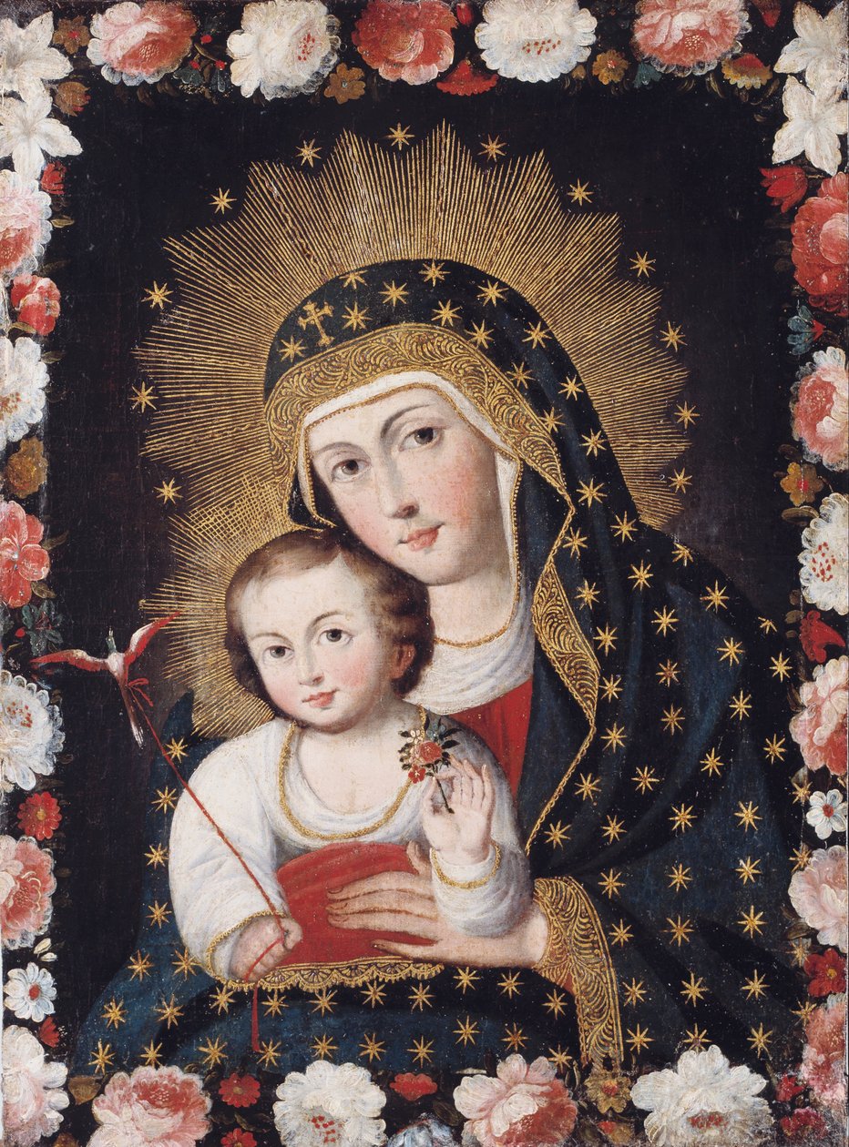 Peru - Madonna och barn med fågel av Unbekannt Unbekannt