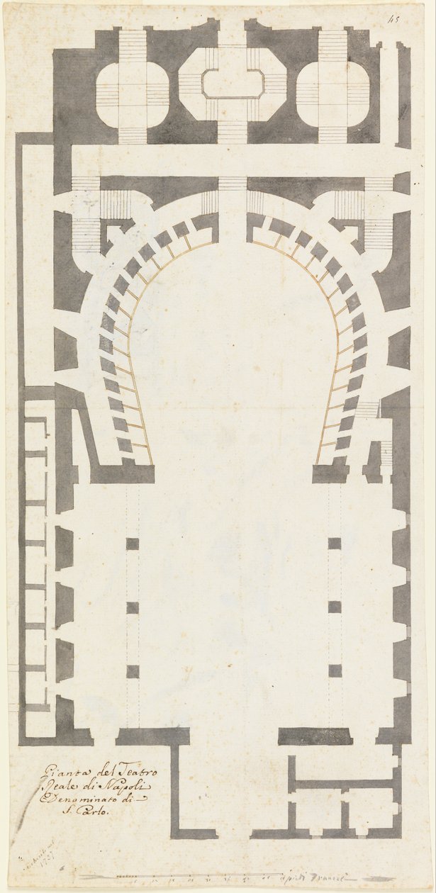 Plan Of The Royal Theatre Of Naples Named Di San Carlo (Ground Plan of the San Carlo Theatre, Nap ... av Unbekannt Unbekannt