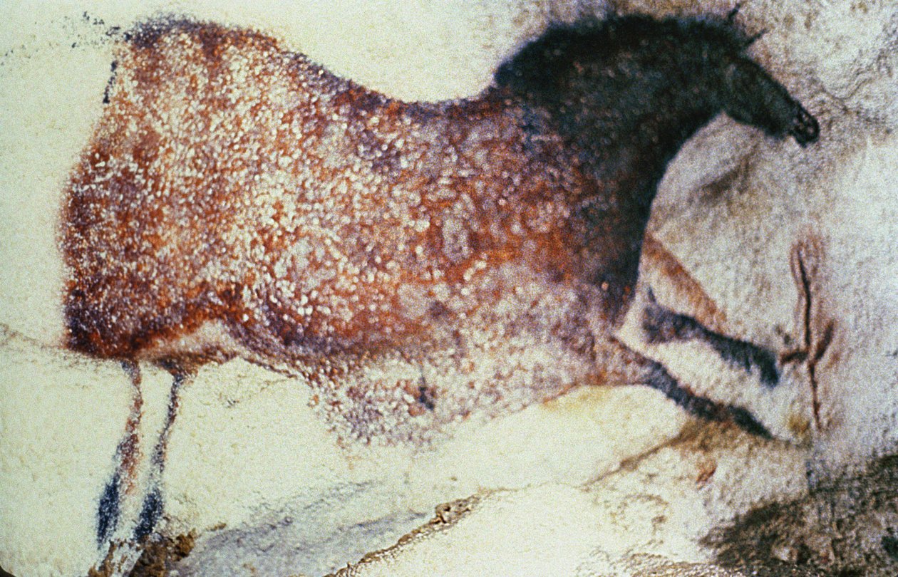 Stenmålning av en galopperande häst, c.17000 f.Kr av Unbekannt Unbekannt