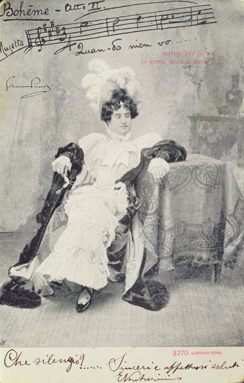 Scen från akt II av operan "La Boheme", av Giacomo Puccini (1858-1924) Publicerad av Alterocca-Terni av Unbekannt Unbekannt