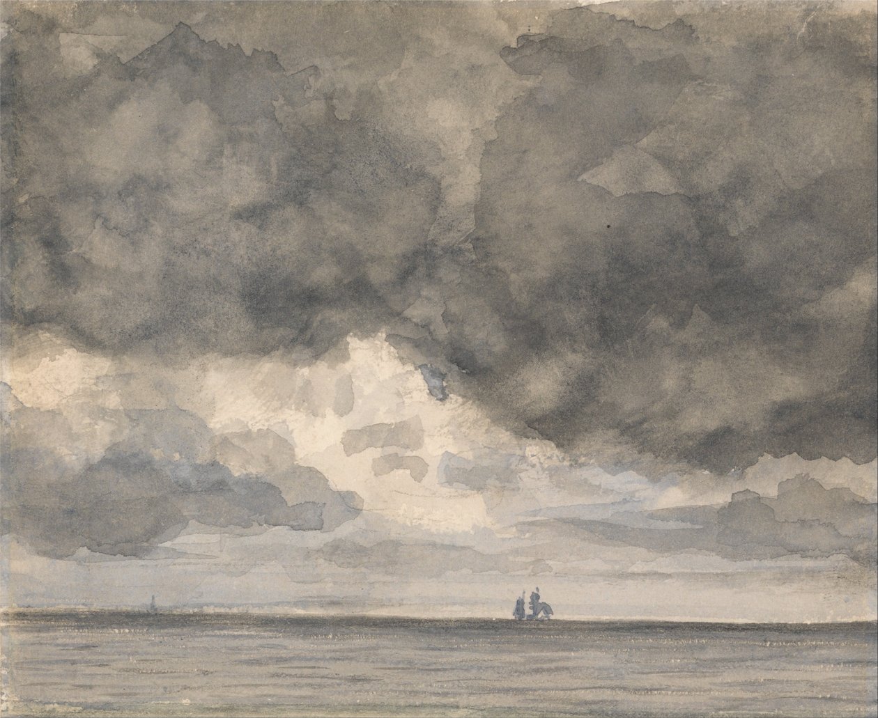 Seascape med skepp och överhängande himmel av Unbekannt Unbekannt