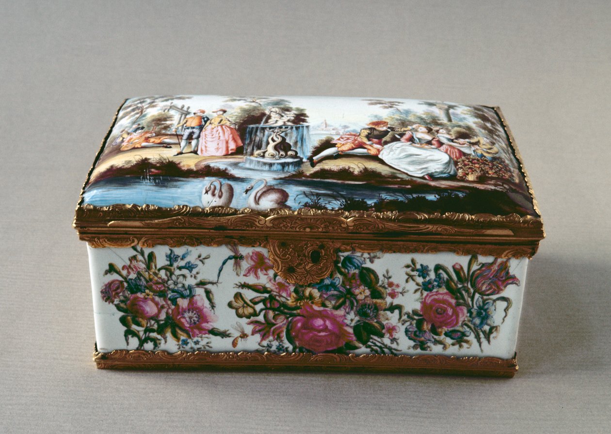 Snusdosa, c.1750 emalj med förgylld montering av Unbekannt Unbekannt