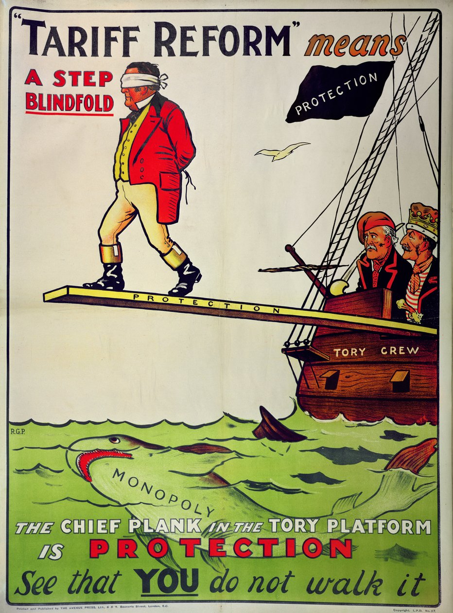 "Tullreform betyder ett steg för ögonen", affisch som försvarar frihandeln mot angrepp från det konservativa partiet, ca 1910 av Unbekannt Unbekannt